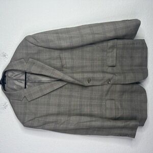 Pronto Uomo Blazer Mens 46R Brown‎ Blue Plaid Glen Check Wool Blend Sportcoat